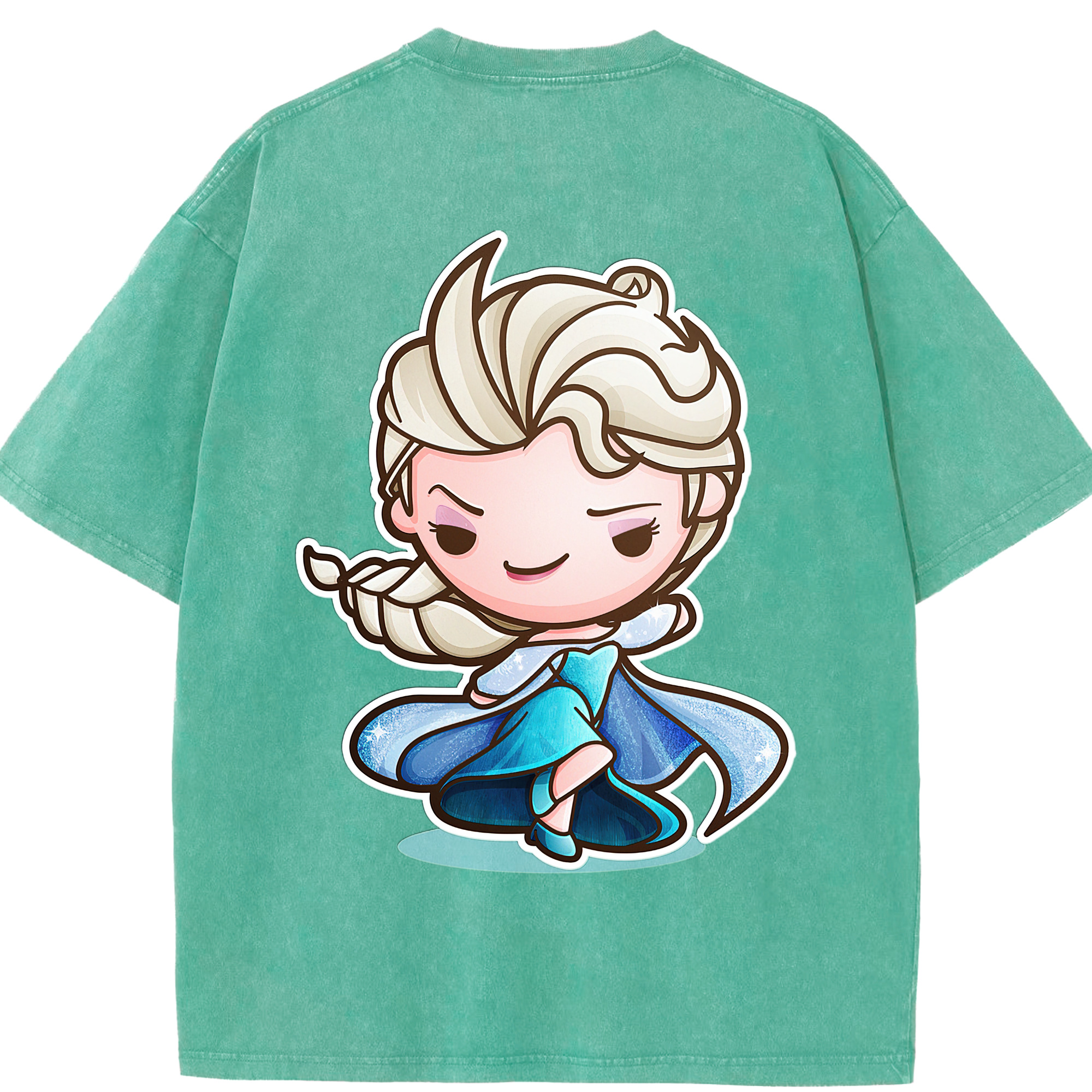 （画像用） アナと雪の女王 アンナ エルサ Frozen Anna Elsa 綿100% ヴィンテージ風 半袖Tシャツ（背面プリント）